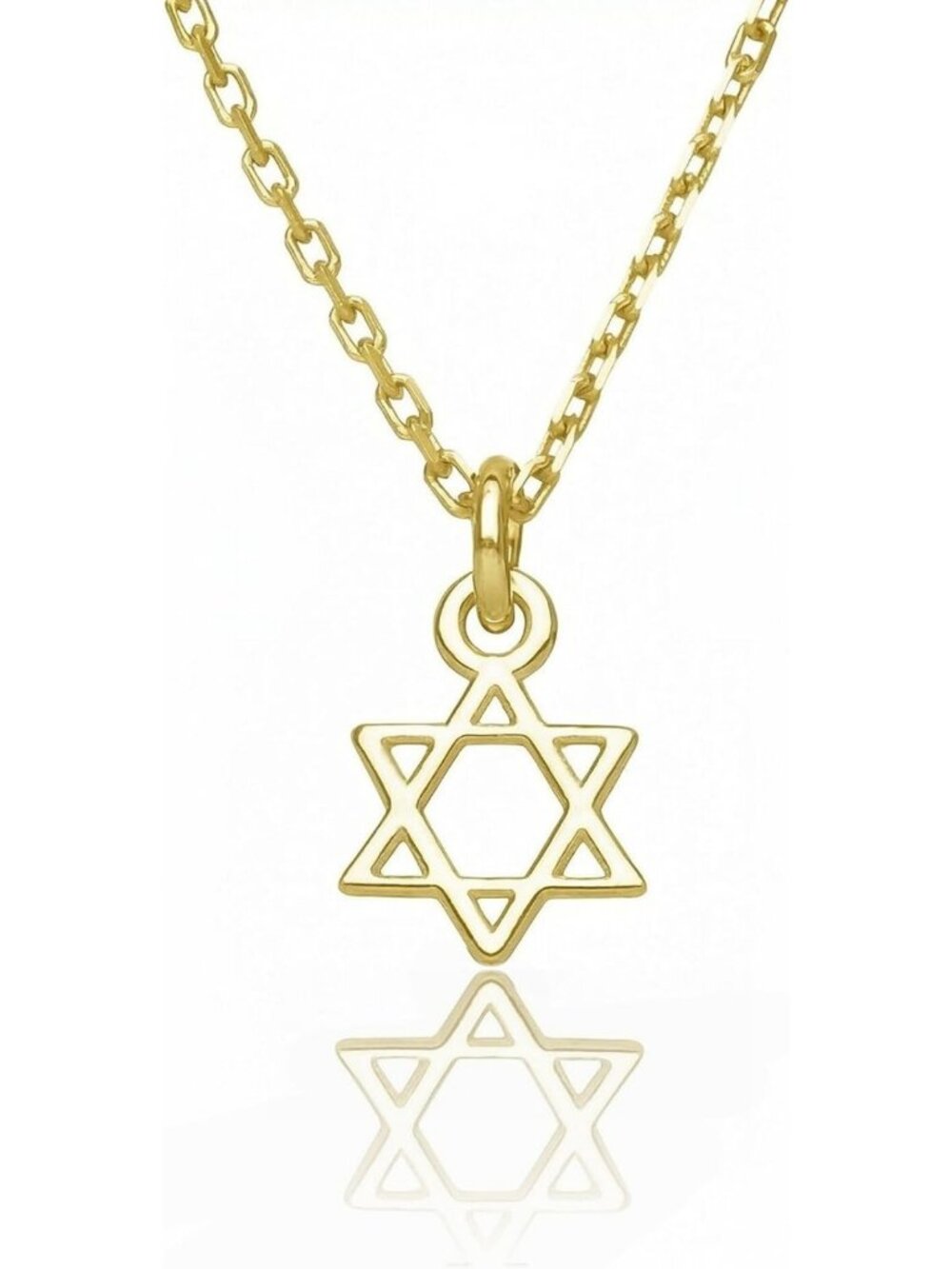 Delicate Star of David Necklace in Sterling Silver & 14k Gold - Perfect Jewish